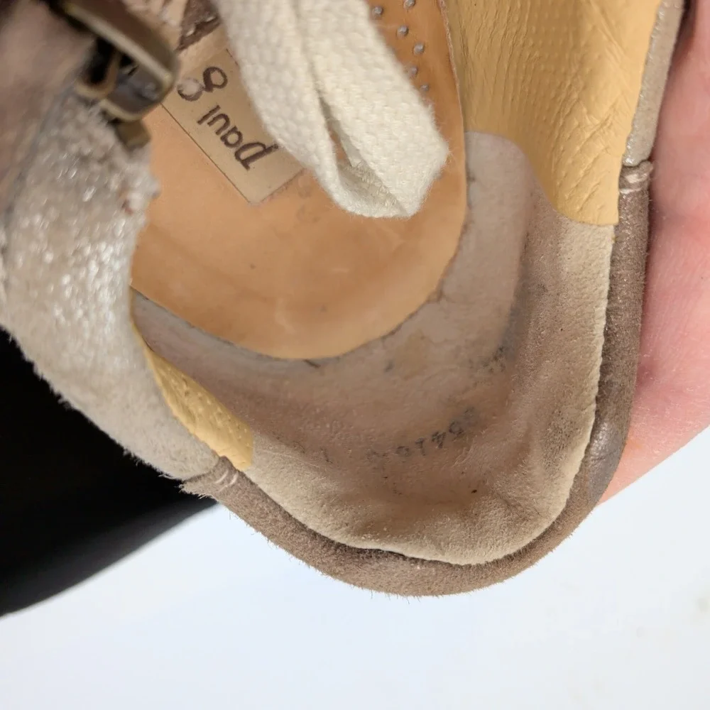 Paul Green Hendrix Women Tan Leather Metallic Silver Side Zip Sneakers 7.5 UK 5